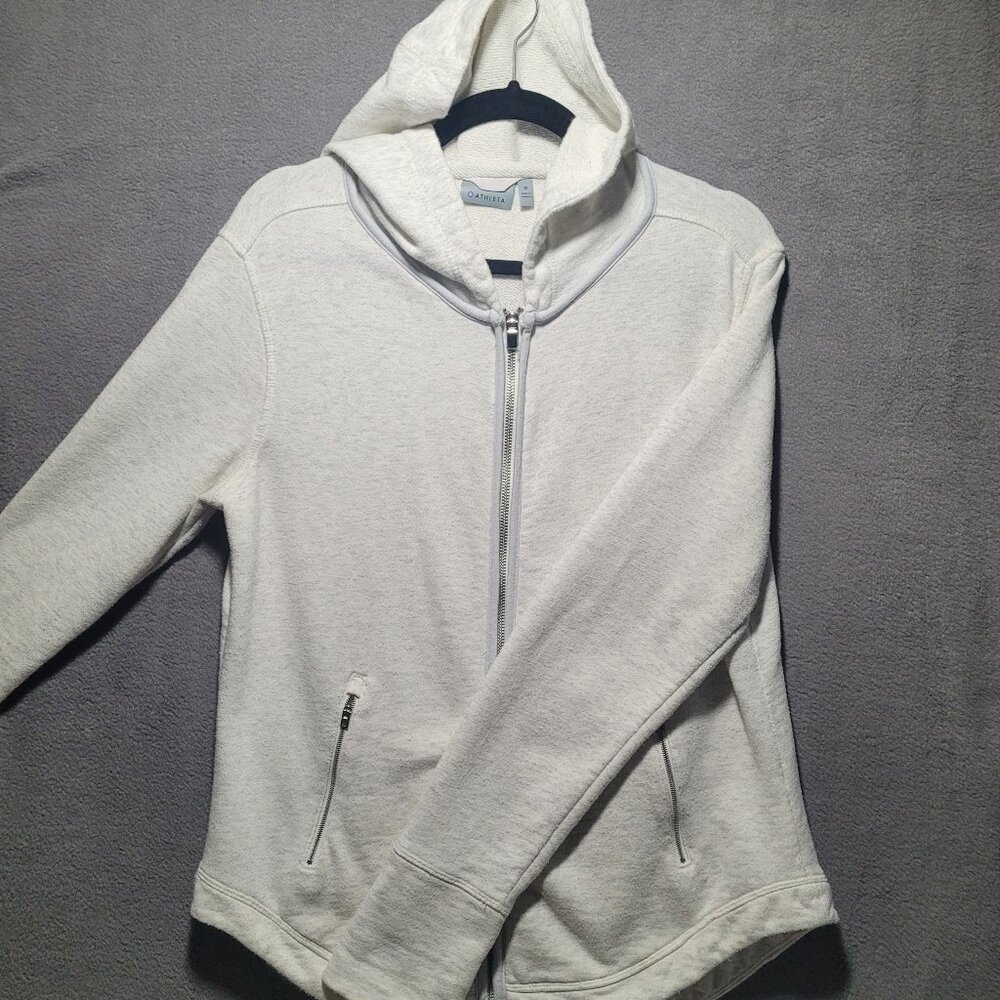 Athleta Hoodie Women's Size Medium Cream w/Lt. Grey